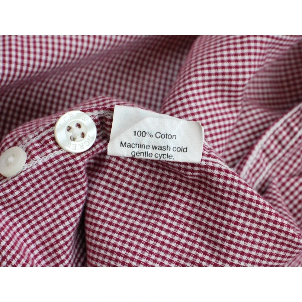 J‎ Crew Shirt Mens XL Gingham Check 100% Cotton Slim Fit Button-Down
